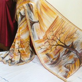 Kerala Settu Saree Hand pinted Nature